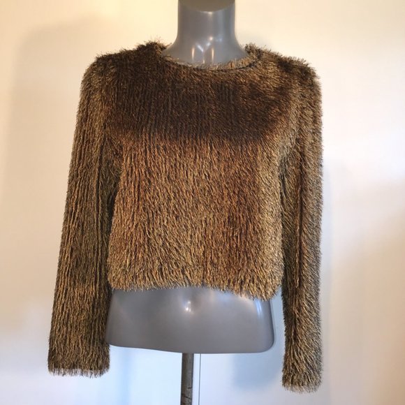 Vintage Joseph Ribkoff Cropped Shaggy Crew Neck Sweater Size 8 - Picture 1 of 11